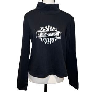 Harley-Davidson Motorclothes Black Bar & Shield Logo Mock Neck Sweatshirt Size L